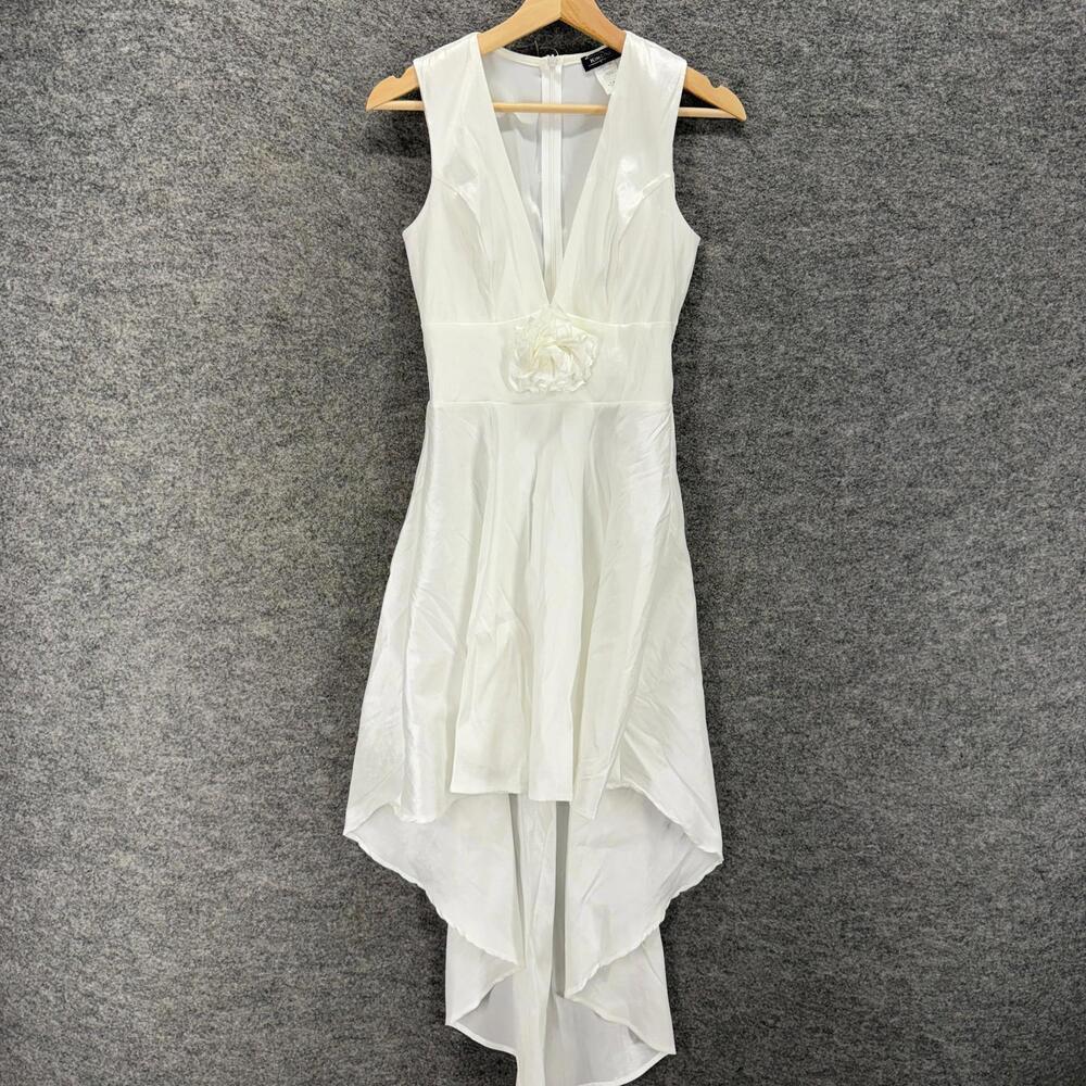 Kimcine Dress Women S Small White Sheath Short V-Neck Zipper Sleeveless Casual